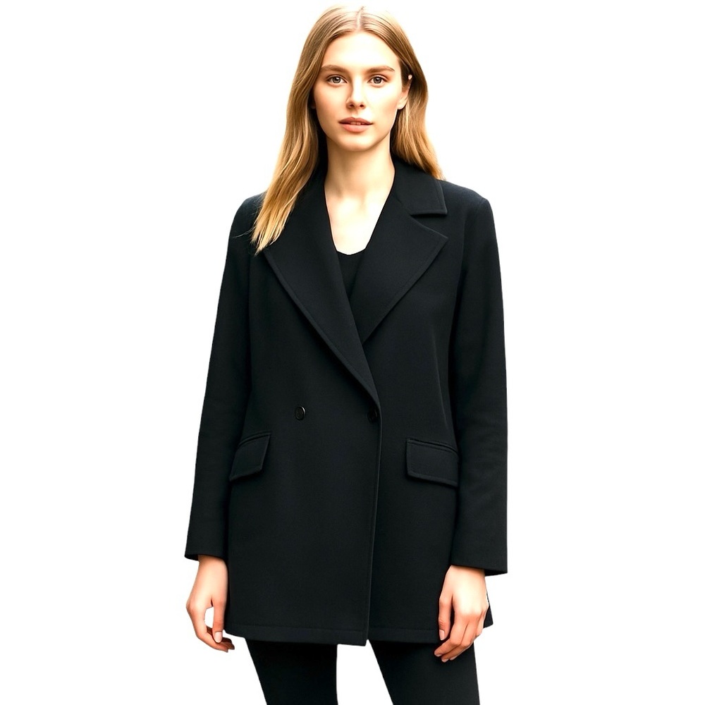 H&M Oversized Nylon Double Breasted Jacket Blazer Coat - Picture 1 of 9